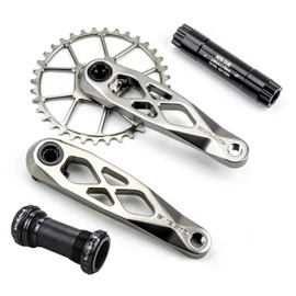 CobraCrawler Ultralight MTB 165/170/175mm Crankset Set,32T 34T 36T 38T Single Speed Mountain Bike Cycling Road Bike Crank Arm Set DUB Axis 29mm Mountain Bicycle Crankset (Titanium Crank 165mm, 32T BB)