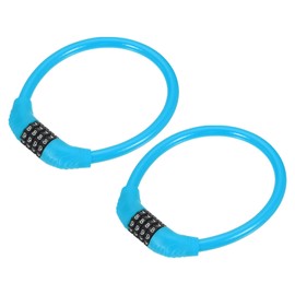 MECCANIXITY 0.4 Feet Bike Lock Cable, 4 Digit Resettable Combination Security Cable Lock Self Coiling Cable Lock Bike Bicycle Lock Combination Portable Lock Blue Pack of 2