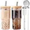 ASANMEYO 2 Pcs 24 oz Glass Cups With Bamboo Lids