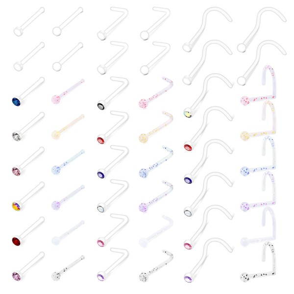 AceFun 14G-22G Piercing Retainers Set Acrylic Bioflex Stainless Steel Plastic