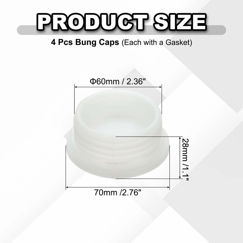 uxcell 4Pcs Bung Cap, 2 3/8'' Plastic Bung Hole Caps,