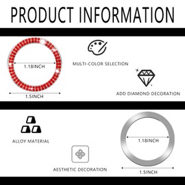 Luminuti Bling Crystal Push Start Engine Button Cover, Car Rhinestone Engine Start Ring Decals, Start Stop Button Cover/Sticker, Sparkling Car Interior Accessories for Women (Red)