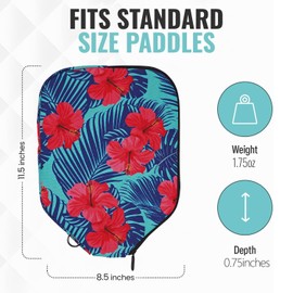 Palms-O-Aces Protect Your Pickleball Paddle with Our Durable and Padded Cover - Zipper Closure and Canvas Material - Pickleball Paddle Covers - Standard - Pink Hibiscus