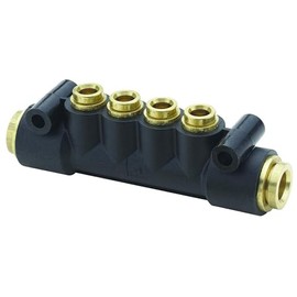 Parker Hannifin 24M-6-6 Glass Filled Nylon Presto Manifold, 3/8" Inlet Tube OD x 3/8" Inlet Tube OD