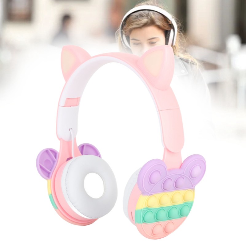 Bluetooth Cat Ear Headphones Fashionable Light Up Wireless Headset for