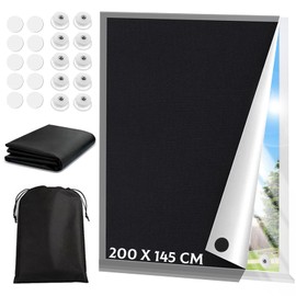 DONJIM Portable Blackout Blind with Suction Cups, 100% Blackout Blind Stick On Window, Generic Large 200x145CM Blackout Curtain DIY Size/Shape, Black Temporary Blackout Blinds Ideal for Bedroom, Hotel