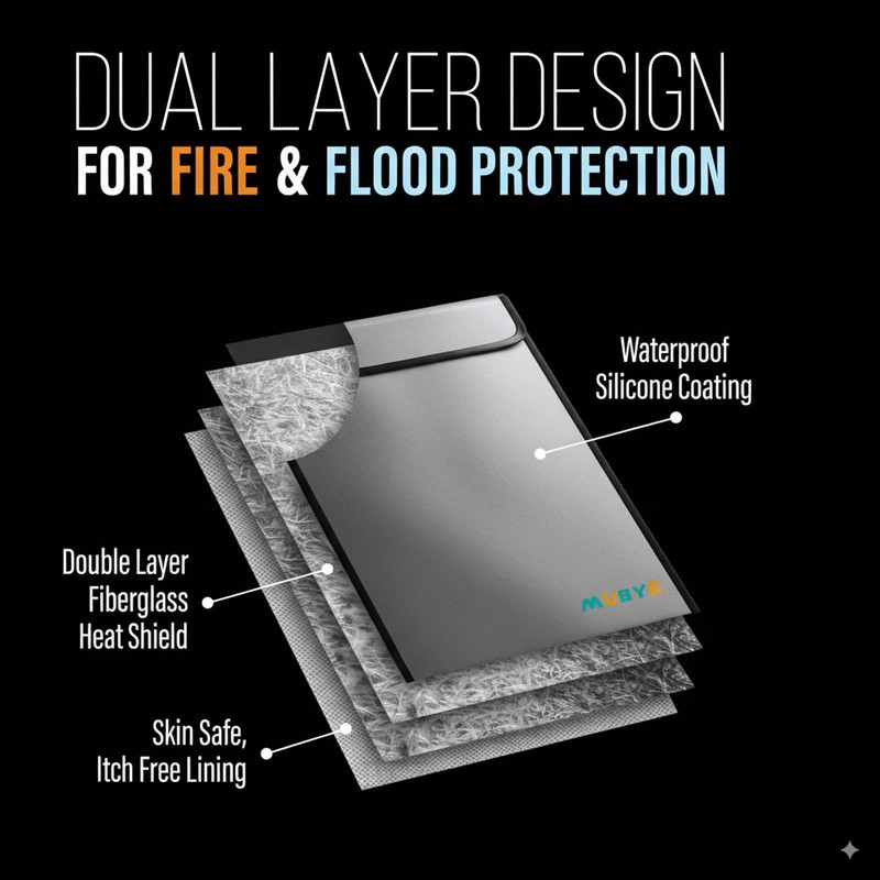 Upgraded Fireproof Waterproof Document Bag - 3 Pack Safe Money