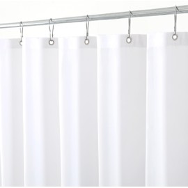 Biscaynebay Extra Long Fabric Shower Curtain Liners 72 Inch Width by 84 Inch Length, White Water Resistant Bathroom Curtains, Rust Resistant Grommets Top Weighted Bottom Machine Washable