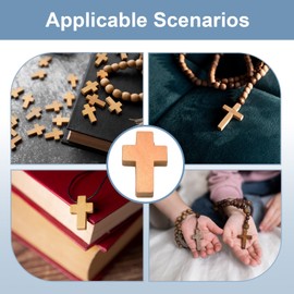 Pack of 50 Wooden Crosses, Wooden Cross Pendants, Cross Pendants, Cross Wooden Cross, DIY Cross with Small Hole, for Making Necklaces, Keyrings