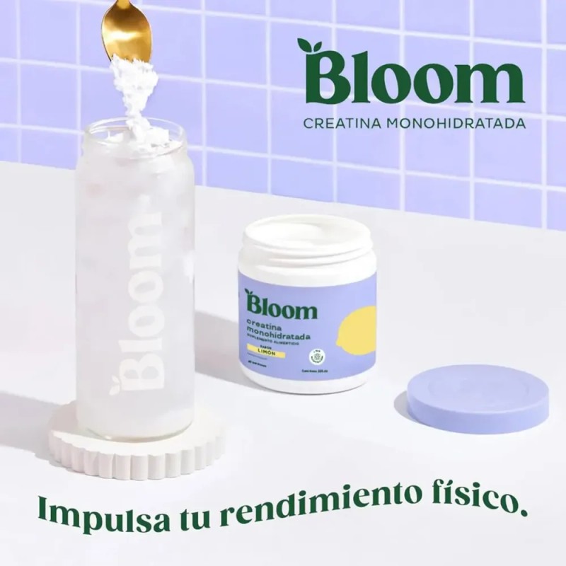 Bloom Creatina Monohidratada De Limón Tarro De 25 Porciones Limón