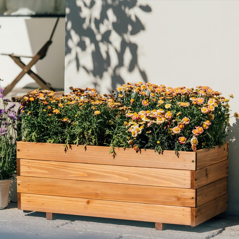 ScienGarden Wooden Garden Bed Planter Box - 31.5Wx15.75Dx12.6H Inch Outdoor