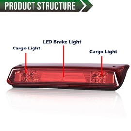 GRAND ORANGE LED Third Brake Light Compatible with Ford F150 2004-2008 /Fit Ford Explorer Sport Trac 2007-2010 /Fit Ford Lobo 2004-2008 Tail Light Assembly Cargo Lamp Red Lens Chrome Housing