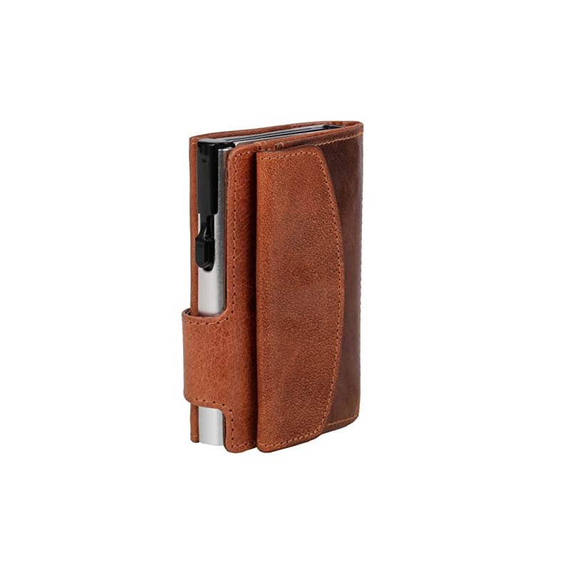 ClickSafe Unisex Coin Purse Travel Accessory Wallet, Cognac