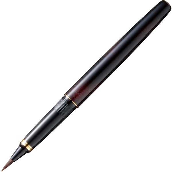Kuretake Fountain Hair Brush Pen( No.50), Sable Hair - Black Body Red Accents Refill