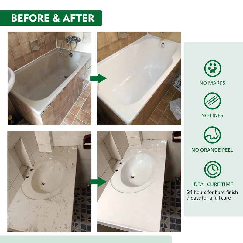 NADAMOO Tub and Tile Refinishing Kit White, Without Tools, 500g/17