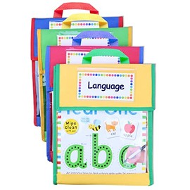 EAMAY Book Pouches for Kids, Clear Pocket Reading Bags for Classroom,– Send Home Books and Homework in Book Buddies Bags – Stitched-On Handle, Colorful(10" x 12")-Set of 4