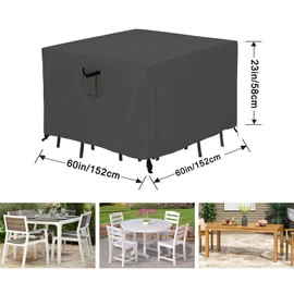 ABCCANOPY Waterproof Outdoor Patio Table Set Cover Lawn Patio Furniture Covers Heavy Duty UV Resistant Dust Proof Protective Covers, 60" Lx 60" Wx 23" H