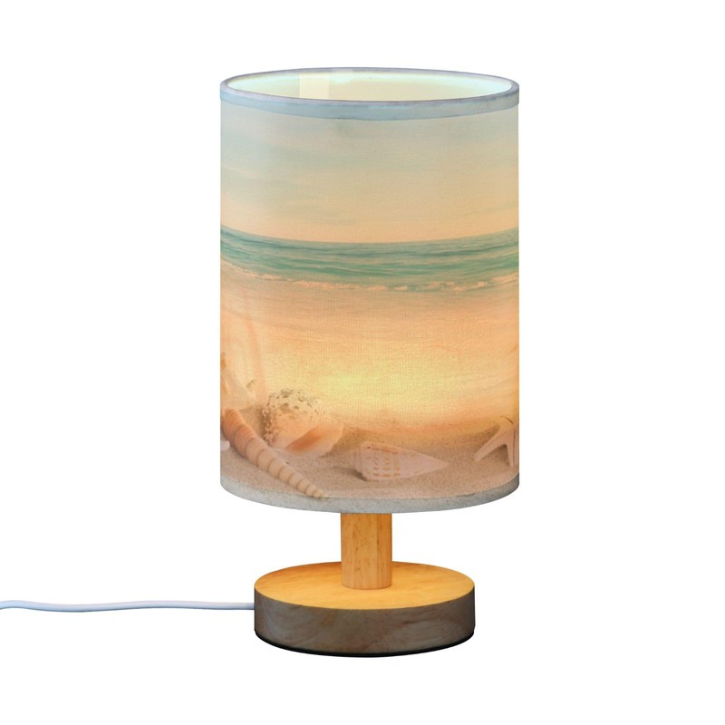Mnsruu Small Table Lamp for Bedroom Seashells on Tropical Beach