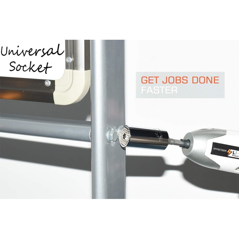 Universal Socket, Self-adjusting Socket Fits Standard 1/4'' - 3/4'' Metric