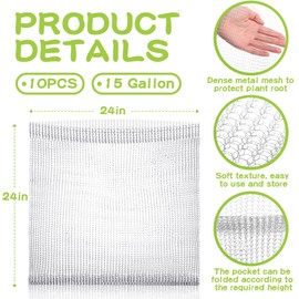 10 Pcs Root Guard Gopher Proof Wire Basket Stainless Steel Gopher Baskets Planter Cages for Planting Underground Knitted Wire Plant Protector Garden Netting for Root Protection(15 Gallon)
