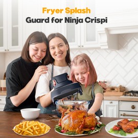 2 PCS Silicon Splatter Shield for Ninja Crispi Air Fryer Heat-Resistant Splash Guard,Protector for Ninja Crispi Accessories,Crisp Containers,and Replacement Parts Protects from Oil Kitchen – Black