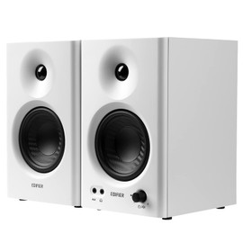 Edifier MR4 42W Powered Monitor Speakers, 1" Tweeter & 4" Woofer, Balanced TRS/RCA/AUX, Monitoring/Music Mode, for PC/PS5/TV, Music Production & Gaming-White