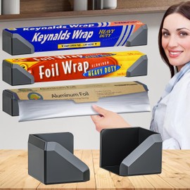 Skywin Adhesive Foil and Plastic Wrap Organizer Black, Fits Box Width up to 2.63in/67mm Aluminum Foil Organization and Storage – Aluminum Foil Heavy Duty Holder Aluminum Foil Dispenser