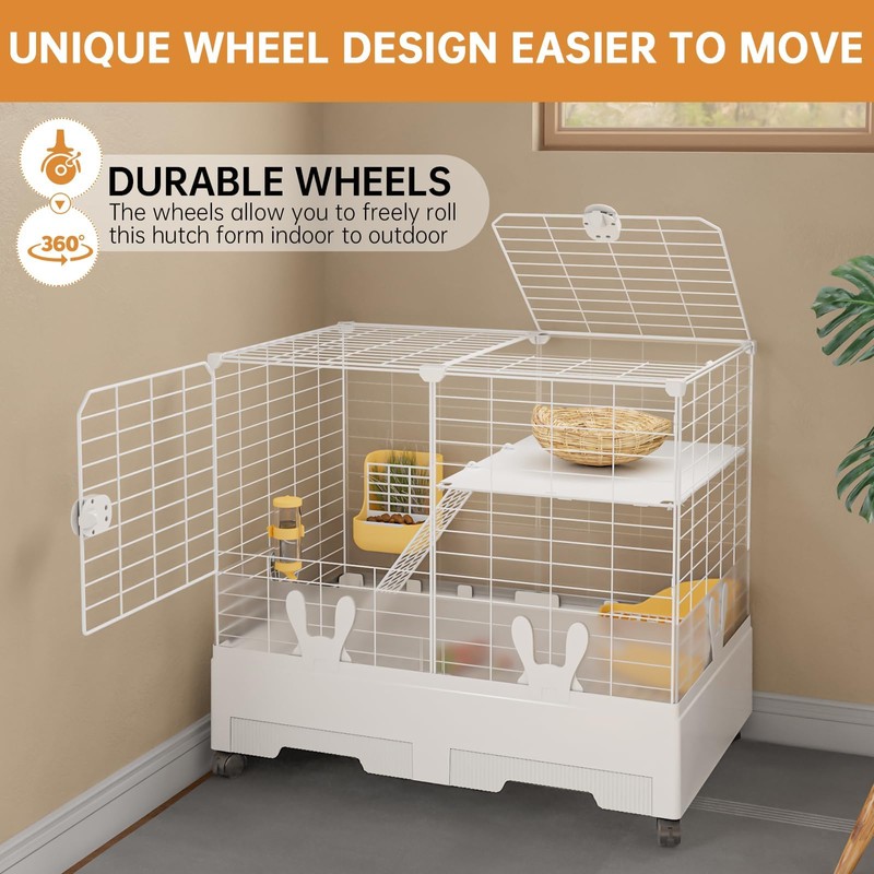 Oneluck Bunny Cage Indoor Rabbit Hutch with Pull Out Tray