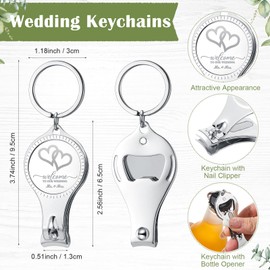 Fulmoon 25 Sets Wedding Multi Function Bottle Opener Nail Clipper Wedding Favors Brewery Cards White Organza Bags for Party Supplies Gift Souvenir Guests Men Women