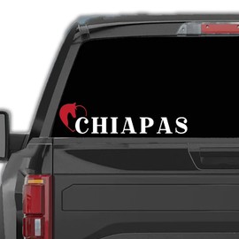 Western Decal Chiapas Mexico Stickers para Trocas Calcomanias para Autos Mexican Stickers for Trucks and Cars Estilo Ranchero con Caballo (4" x 17")