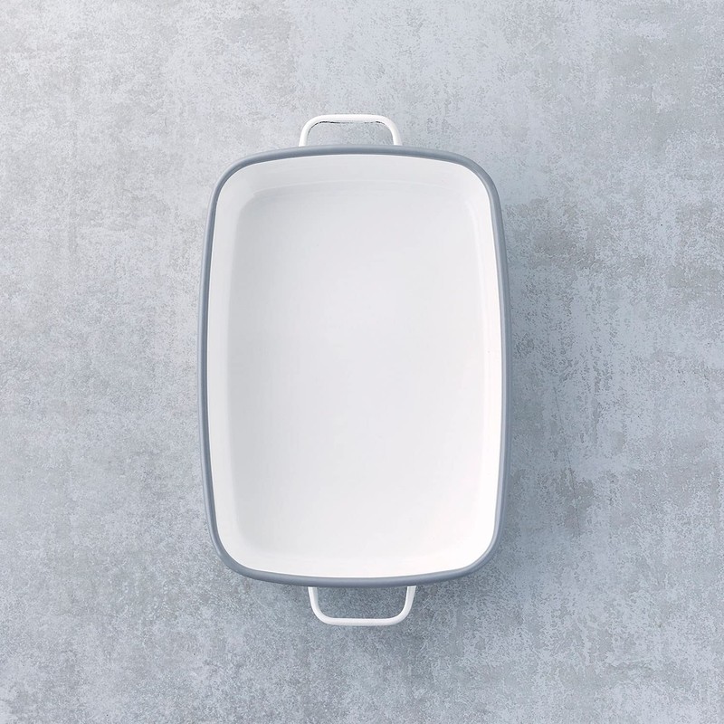 365methods Fuji Hollow Oven Dish White x Light Gray Shallow