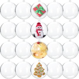 iDopick 20 Pack Clear Plastic Fillable Ornaments Ball, 6cm DIY Plastic Christmas Tree Hanging Ornaments Ball for Wedding, Party, Home Decor (20)