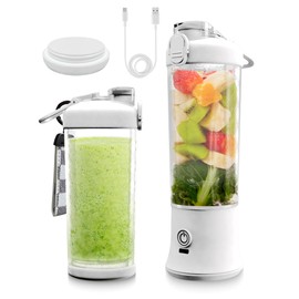 SSKAWorldwide Portable Blender - 21oz Smoothie Blender Rechargeable Small Blender with 6 Blades Personal Blender for Home Office Gym Sports and Travel (White)