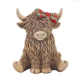 lesser and pavey Happy Highland Cow Tartan Bow