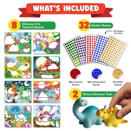 Funcils Dot Sticker Art Activity - Dinosaurs Dot Art, No Mess Art & Crafts for Kids, Stocking Stuffers Toddlers, DIY Activity, Christmas Gifts for Boys & Girls Ages 3, 4, 5, 6, 7 Year Old, Travel Toys