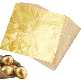 Calmind Paquete de 150 Hojas de Oro 15 x 13.5 cm - 24K para Arte y Diseño, Ideal para Manualidades, Artesanías Doradas y Decoración Exquisita, Materiales Decorativos Premium (No Comestibles)