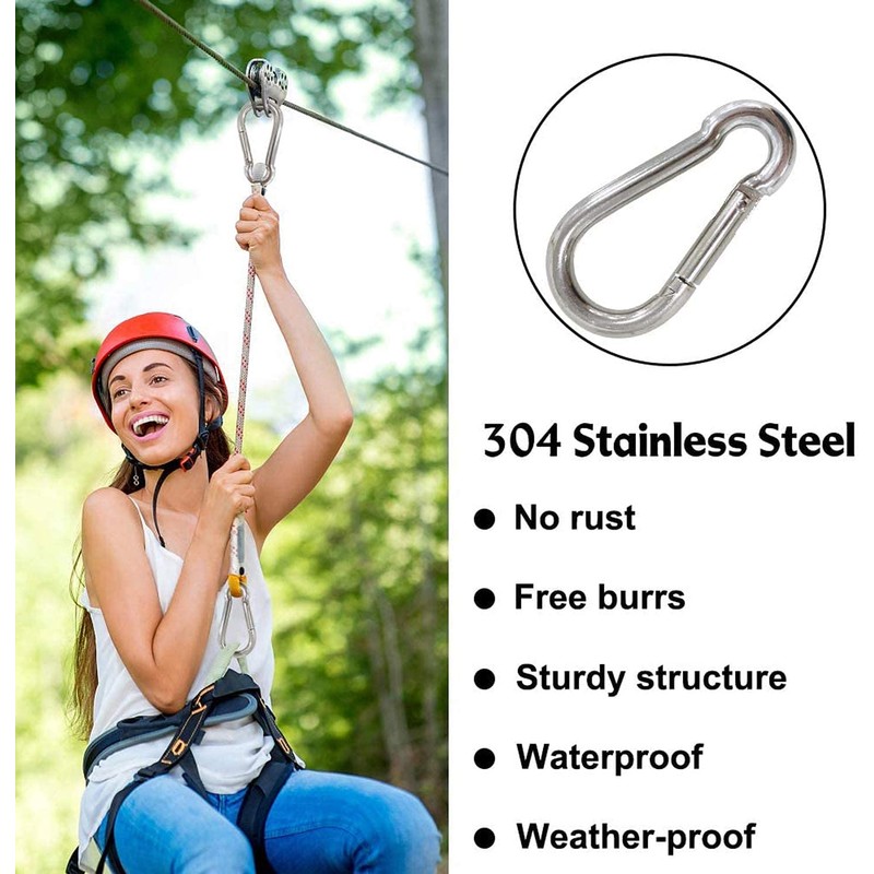 JUTOSU Carabiner, Spring Snap, Strong Stainless Steel, 304 Stainless Steel