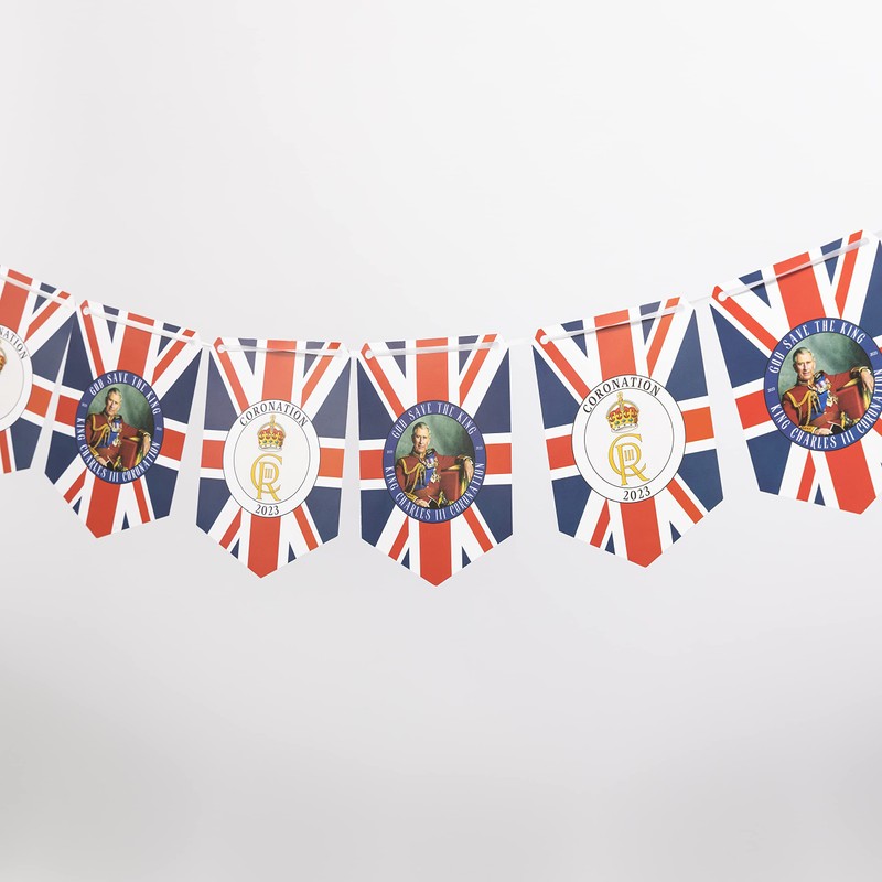 Coronation Bunting King Charles III Flag Banner for Home or