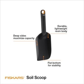 Fiskars - Cuchara de Piso para macetas y trasplantes, Herramienta de jardín para jardinería Interior, Fabricada con plástico Reciclado, 1.5 Tazas