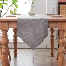 BALCONY & FALCON Jacquard Linen Table Runner Tassel Table Runners Dresser Scarf for Dining Kitchen Party