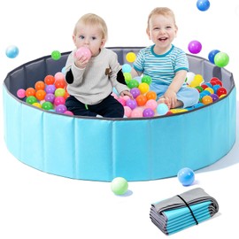 Baby Ball Pit, Foldable Kids Ball Pool Portable Dog Ball Pit Round Ball Pit for Toddler Boys Girls Pet Cats Indoor Outdoor (Blue 100cm)