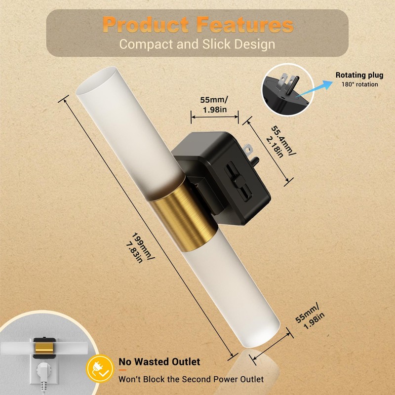 JandCase LED Night Light, Night Lights Plug into Wall, 3000K