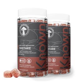 Known Known Tasty Shiitake Gummies - 1000mg Shiitake Mushroom, Zinc - Hair, Skin & Nails - Natural Cherry Flavour - 60 Vegan Gummies, 2 Month Supply