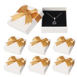 6 Pack Small Gift Boxes, 7.5x7.5x3.5cm Jewellery Gift Box with Lids Ring Earring Bracelet Gift Box, Small Gift Boxes for Jewellery(Gold)