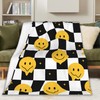 Smile Face Checkerboard Blanket, Hippie Soft Lightweight Throw Blanket for