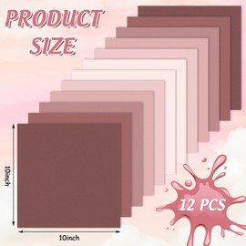 JarThenaAMCS 12Pcs Dusty Pink Cotton Fabric Bundles 10 x 10 Inch Gradient Pink Fabric Squares Colorful Sewing Fabrics for DIY Craft Party Decor