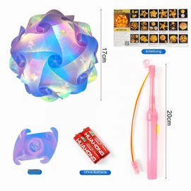 St Martin Lantern Craft Set, Lantern Rod Children's LED, Portable Lantern for Children, Martin's Lantern with Lantern Stick, Multicoloured Lanterns Craft Set, for Martin's Parade, Christmas, Halloween, Birthday