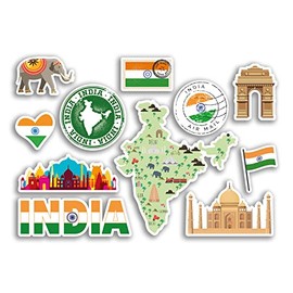 A5 Sticker Sheet India Vinyl Stickers - Landmarks Indian Culture Map Country Holiday Flag Travel #78482