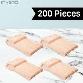 Invero 200 Piece Disposable Wooden Forks - Eco Friendly, Biodegradable, Fully Compostable & Hygiene Proof - Ideal Cutlery for Wedding, Birthday, Parties, Catering, Outdoor Picnics, BBQs and More