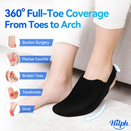 Hilph Foot Toes Ice Pack Wrap for Swelling & Bunion Surgery, Forefoot Cold Gel Sock with Strap for Broken Toes, Injuries, Gout, Plantar Fasciitis, Tendonitis, Toe Surgery Recovery, Single Black
